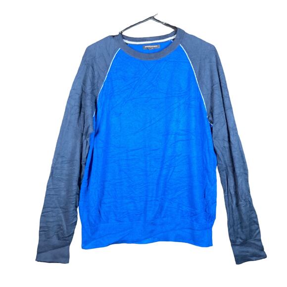 Banana Republic Mens Sweater Blue Crew Neck Silk Cashmere Blend Long Sleeve M - Picture 1 of 12